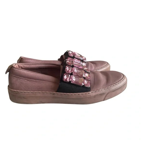 Pink Gucci Rhinestone slip on sneakers shoes 36 - Picture 5 of 10